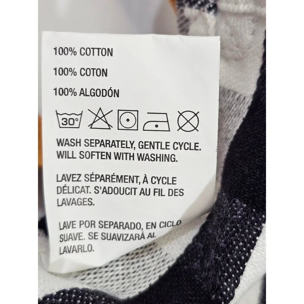 Crate and Barrel Buffalo Check Apron Men OS Black White Gingham Cotton Pockets